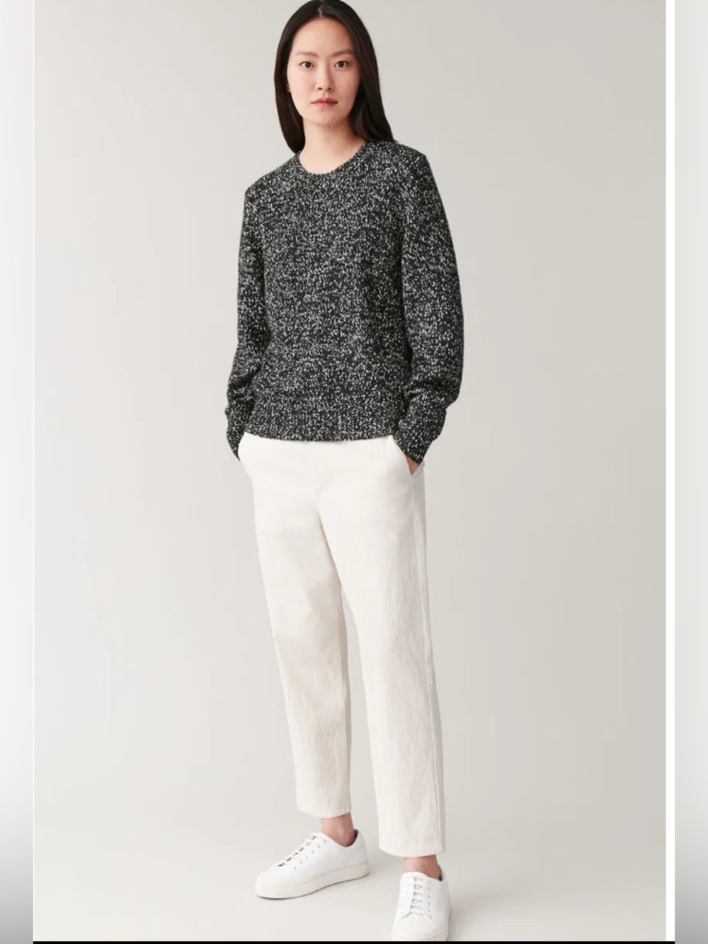 COS Speckle Black & White wool and cotton blended Crewneck Sweater size S - Picture 14 of 14
